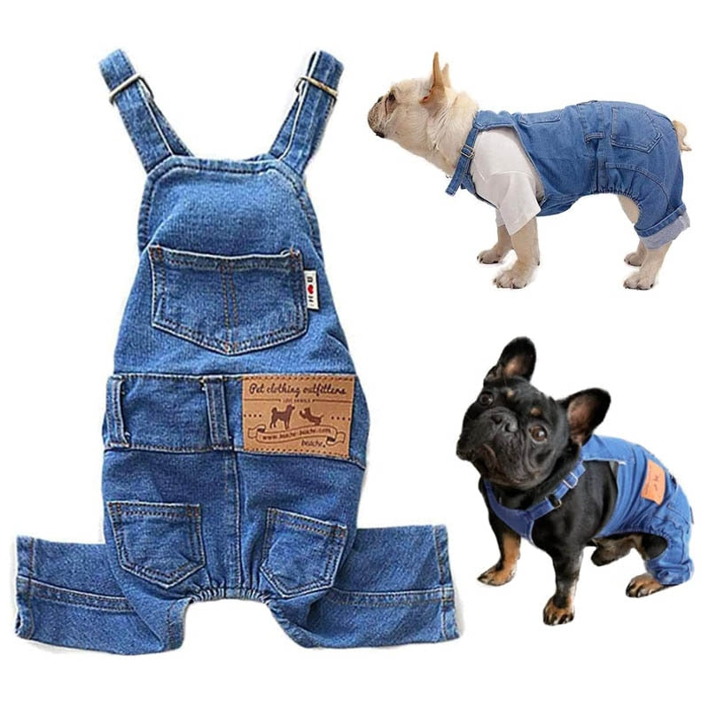 Macacão Jeans Estilo Jardineiro para Pets