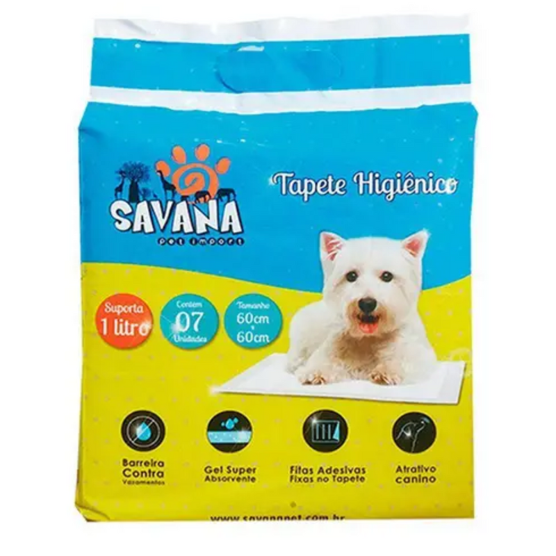 Tapete Higiênico Savana Super Premium para Cães  7 Unidades 60x60cm