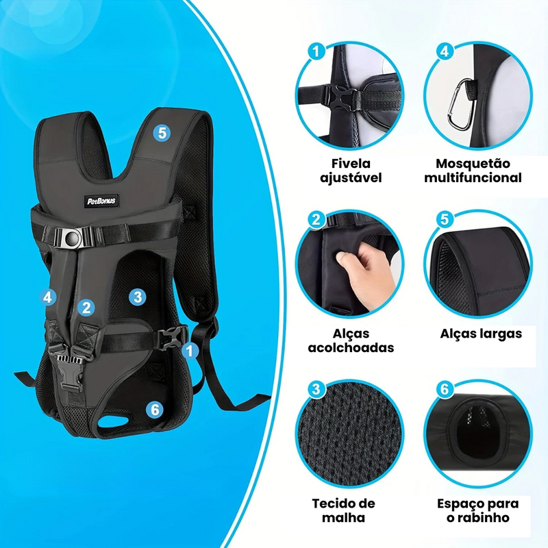 Mochila Canguru Pet Bolsa de Transporte Pet Frontal