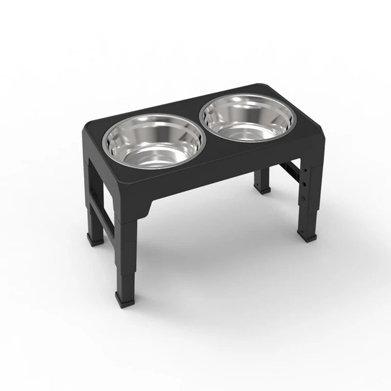 Comedouro Bebedouro Duplo Pet Elevado Ajustável Ergonômico com Tigela Aço Inox
