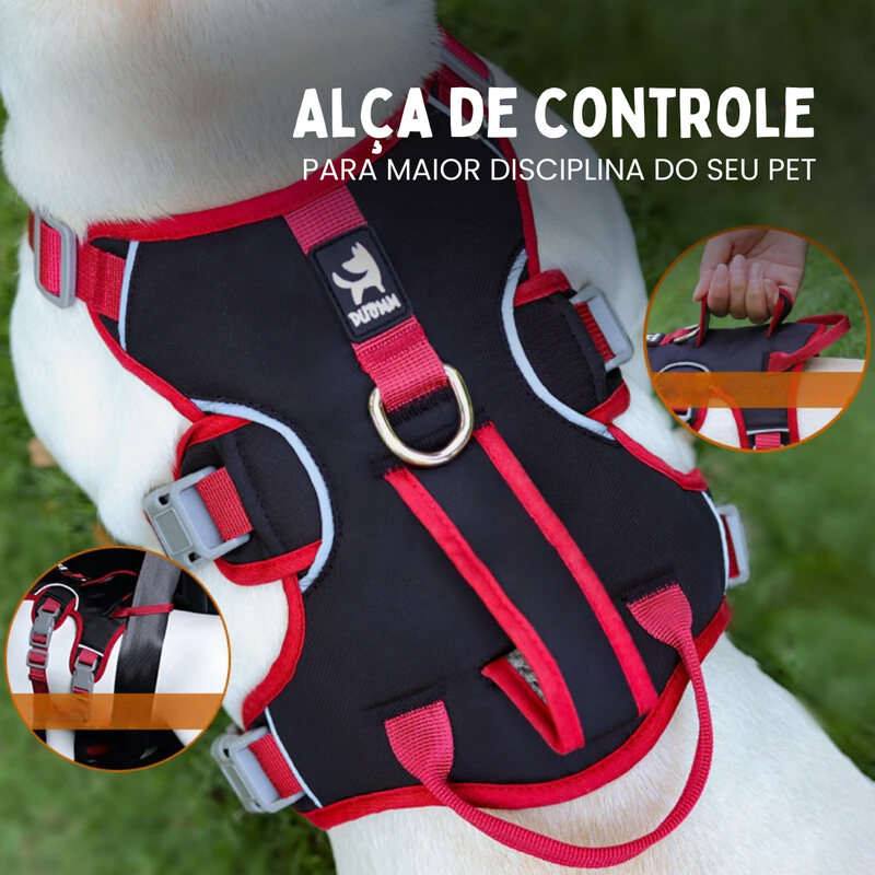 Coleira Peitoral para Cachorros Refletiva e Ajustável em 6 Pontos