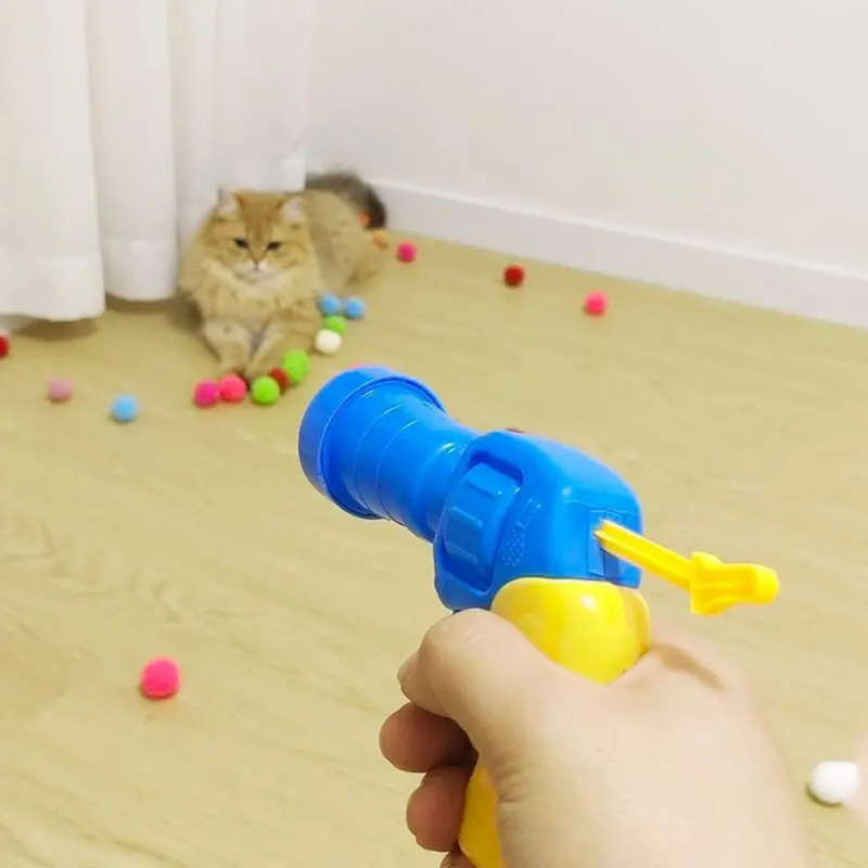 Lançador Arremessador De Bolinha Mini Pompom Para Gatos