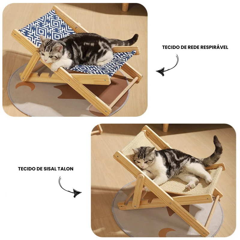 Espreguiçadeira para Gatos Cadeira Arranhador de Madeira