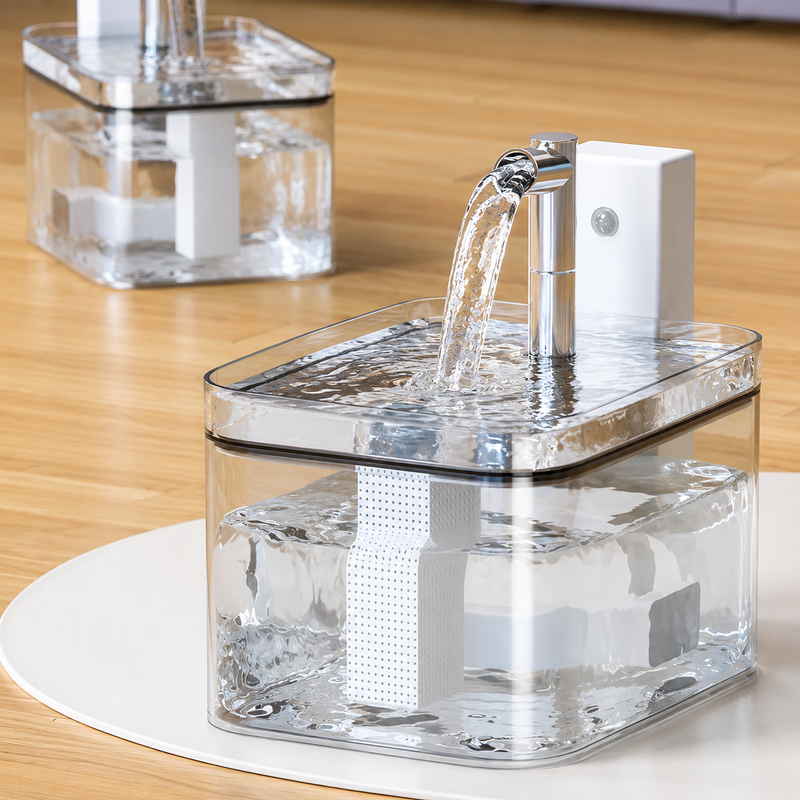 Fonte de Água Automática Transparente 1,5L para Gatos e Cães Pequenos Silenciosa com Filtro