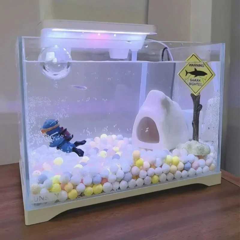 Decoração Enfeite Placas de Perigo para Aquário Tanque de Peixes