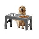 Comedouro Bebedouro Duplo Pet Elevado Ajustável Ergonômico com Tigela Aço Inox