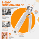 Cortador de Unhas Elétrico 2 em 1 para Cães e Gatos com Lixadeira, Luz LED Dupla e Coletor de Resíduos