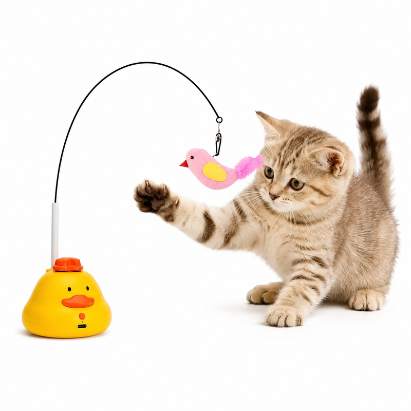 Brinquedo Interativo Giratório 360° para Gatos Recarregável USB com Pena e Movimento Automático