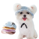 Boné Pet Chapéu com Cordinha e Abertura para Orelhas de Cachorros
