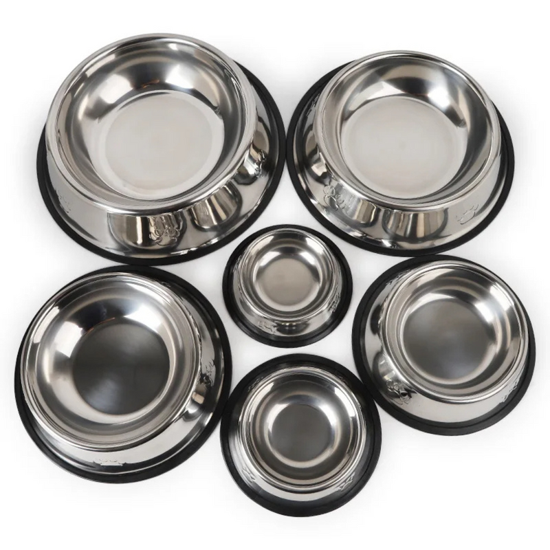 Comedouro Tigela de Aço Inoxidável Antiderrapante para Cães e Gatos