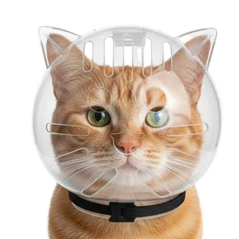 Capacete Protetor Transparente para Gatos | Anti Mordidas, Banho, Tosa e Corte de Unhas