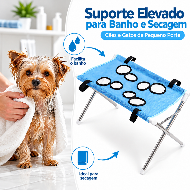 Banheira Elevada Pet Dobrável para Banho e Secagem de Cães e Gatos