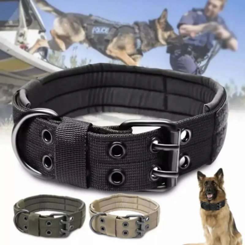 Coleira Colar Tático Militar Ajustável Reflexivo para Cachorros