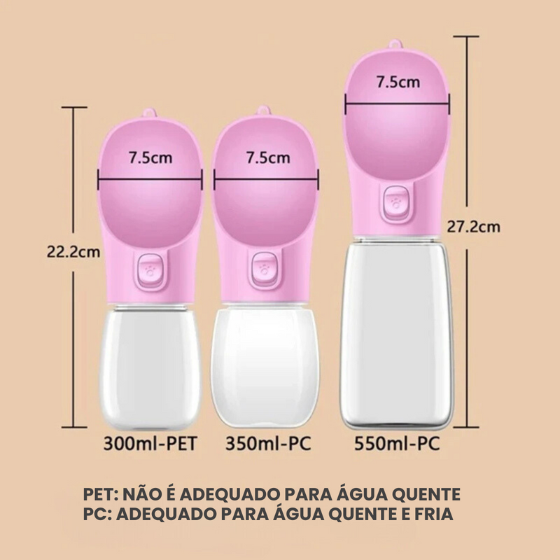 Garrafa Bebedouro de Agua Pet para Passeios e Viagem