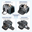 Mochila Dobrável Expansível para Gatos e Cães Pequenos – Bolsa Caixa de Transporte Respirável para Viagens