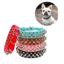 Coleira de Couro Spikes Cravejada para Cães