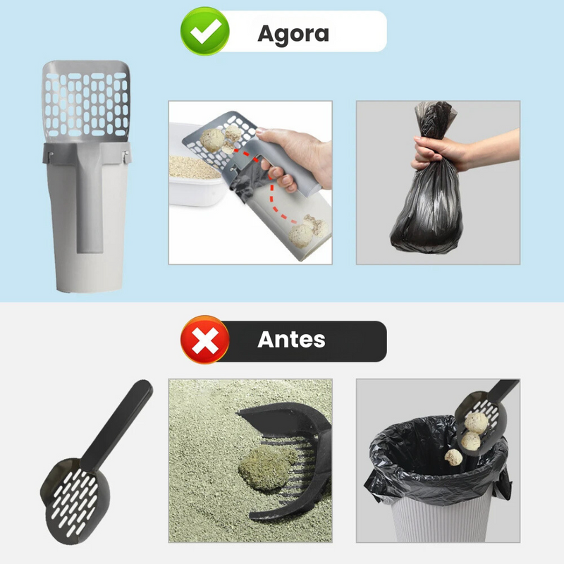 Pá Higiênica para Areia de Gatos com Saquinho Cata Caca