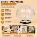Capacete Protetor Transparente para Gatos | Anti Mordidas, Banho, Tosa e Corte de Unhas