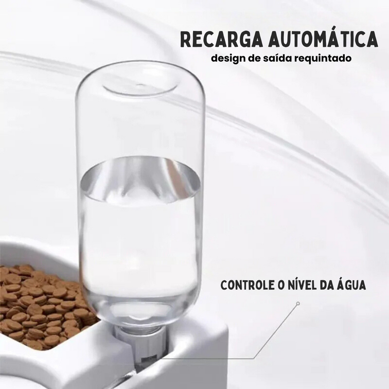 Comedouro e Bebedouro Automático Pet Tigela Pet Dupla de Canto