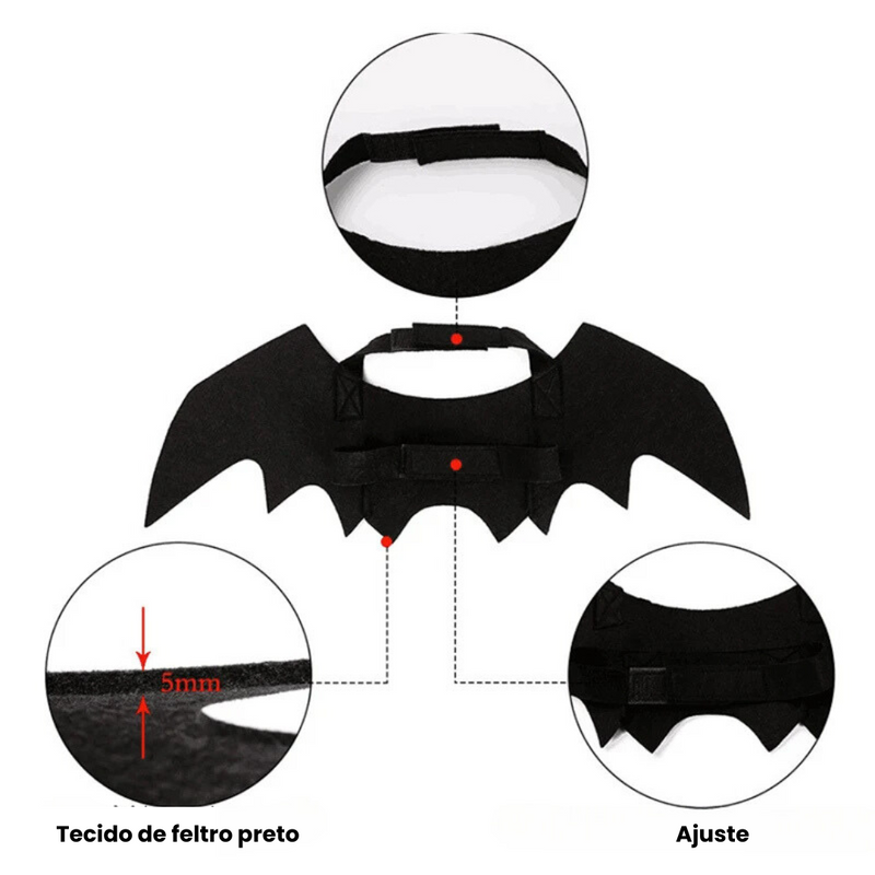 Fantasia Pet Morcego Batman para Gatos e Cachorros