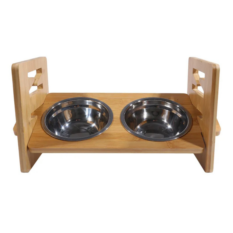 Comedouro Bebedouro Duplo Pet Elevado Inclinável Ergonômico com Tigela Aço Inox