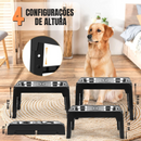 Comedouro Bebedouro Duplo Pet Elevado Ajustável Ergonômico com Tigela Aço Inox