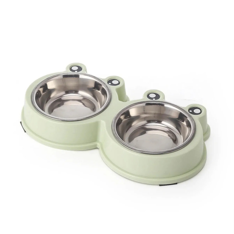 Comedouro Pet Tigela Duplo Inox Estilo Sapo