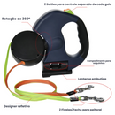 Guia Coleira Retrátil Dupla para 2 Pets com Lanterna