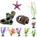 Kit Decoração com Barril para Enfeite Paisagismo de Aquário Tanque de Peixes