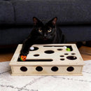 Brinquedo Interativo Labirinto de Madeira para Gatos com Bola | Enriquecimento Ambiental e Arranhador Integrado