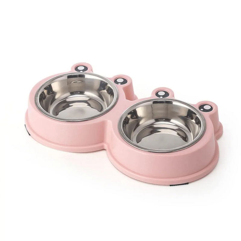 Comedouro Pet Tigela Duplo Inox Estilo Sapo