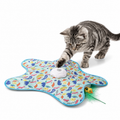 Tapete Interativo Eletrônico para Gatos com Rato Giratório 360° e Penas Brinquedo Inteligente de Caça