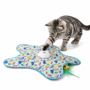 Tapete Interativo Eletrônico para Gatos com Rato Giratório 360° e Penas Brinquedo Inteligente de Caça
