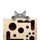 Brinquedo Interativo Labirinto de Madeira para Gatos com Bola | Enriquecimento Ambiental e Arranhador Integrado