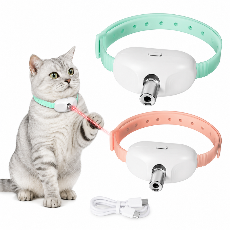 Coleira Laser Inteligente para Gatos Brinquedo Interativo Automático Recarregável USB