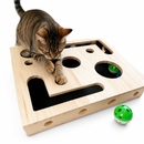 Brinquedo Interativo Labirinto de Madeira para Gatos com Bola | Enriquecimento Ambiental e Arranhador Integrado