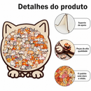 Quebra-Cabeça de Madeira Montessori Pets Modelos Cachorro, Gato e Urso