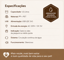 Fonte de Água Automática Transparente 1,5L para Gatos e Cães Pequenos Silenciosa com Filtro