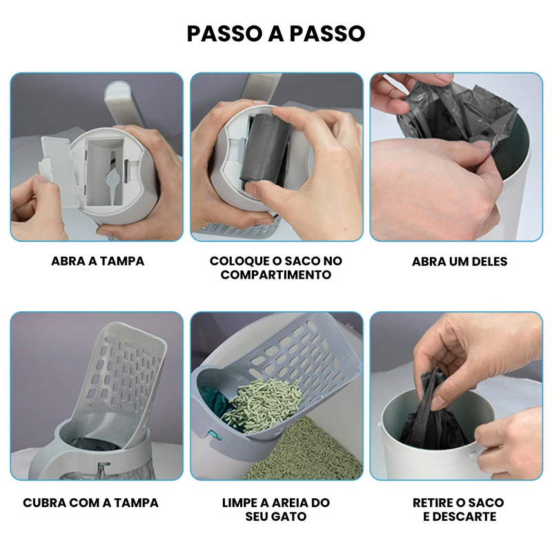 Pá Higiênica para Areia de Gatos com Saquinho Cata Caca