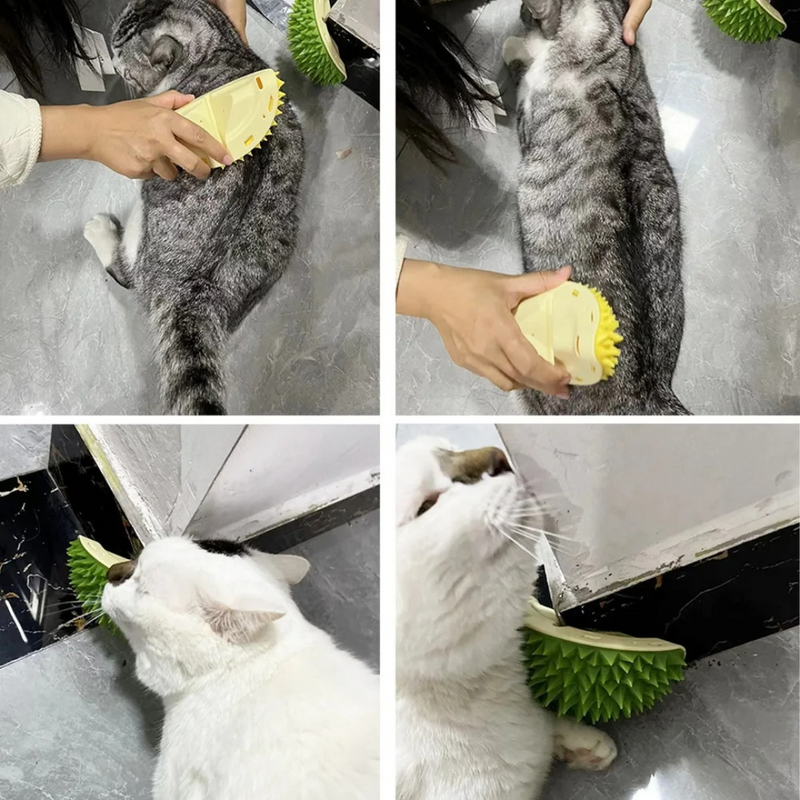 Escova Massageadora de Gatos com Fixação em Paredes ou Cantos