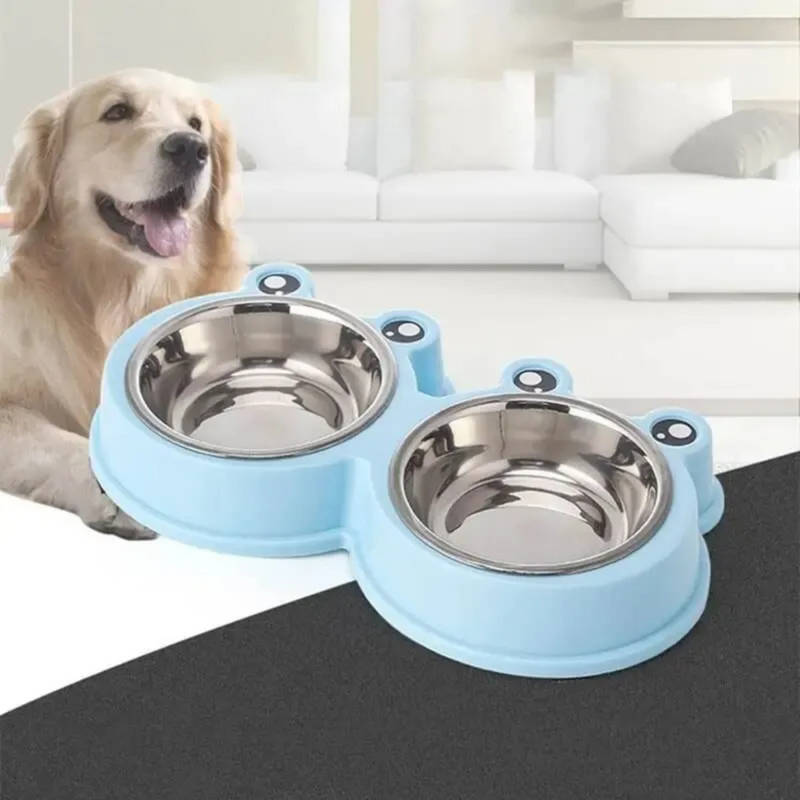 Comedouro Pet Tigela Duplo Inox Estilo Sapo