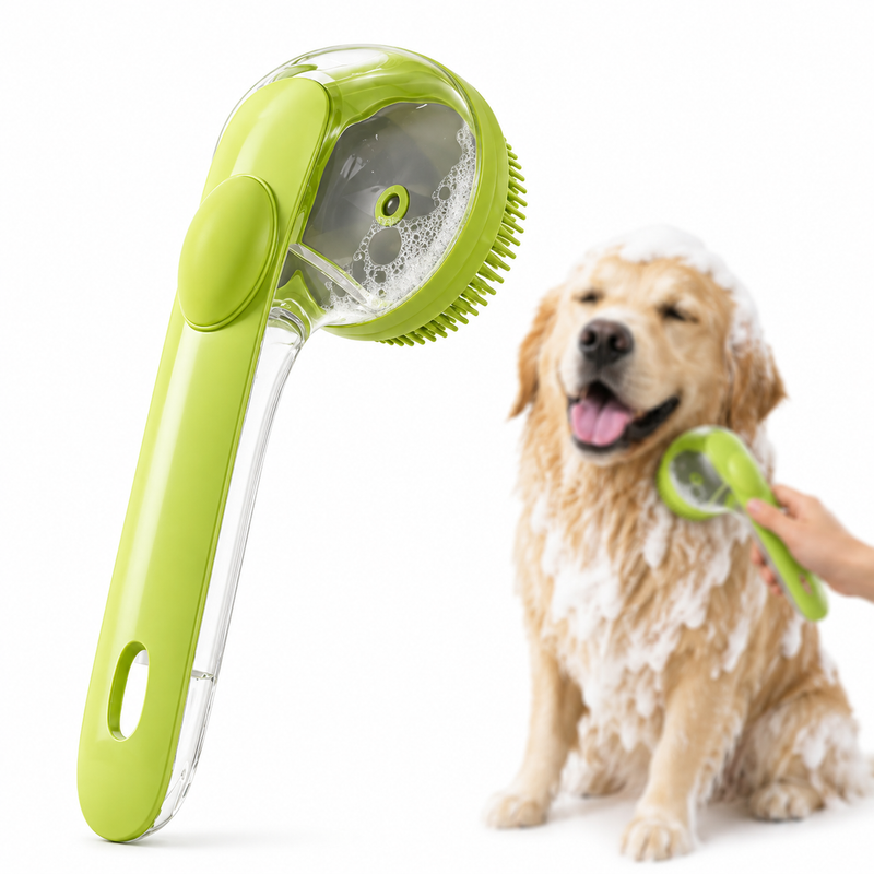 Escova de Banho Pet com Reservatório para Shampoo – Escova Massageadora 2 em 1 para Cães e Gatos