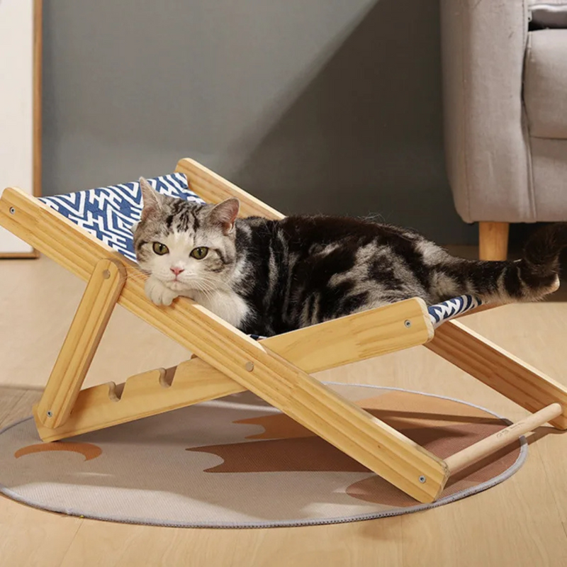 Espreguiçadeira para Gatos Cadeira Arranhador de Madeira
