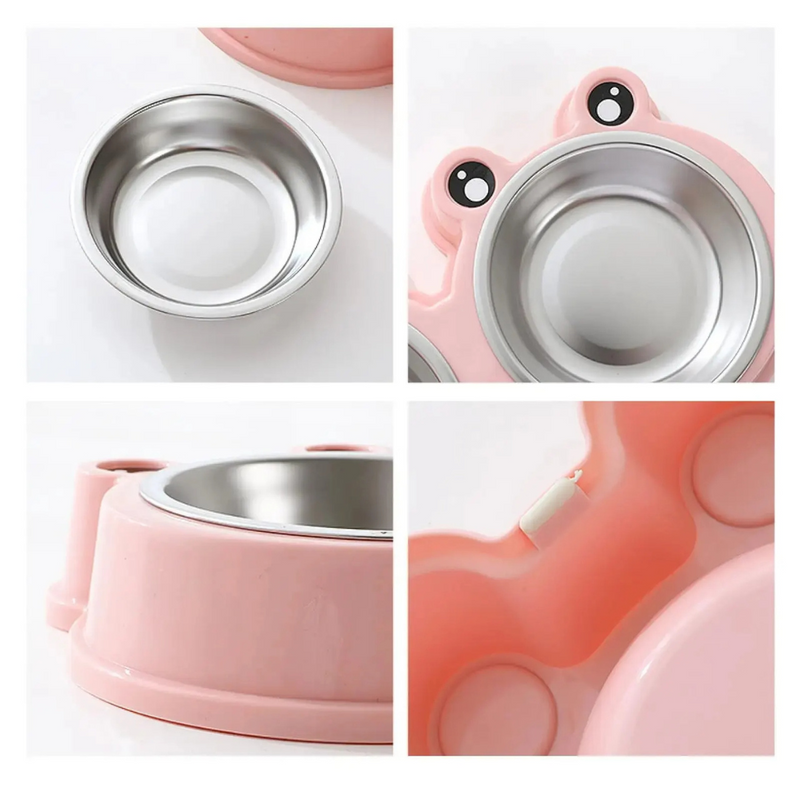 Comedouro Pet Tigela Duplo Inox Estilo Sapo