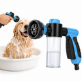 Chuveirinho de Banho Pet com Espuma 8 em 1 – Pistola Multifuncional para Pet Shop Banho e Tosa Cães e Gatos