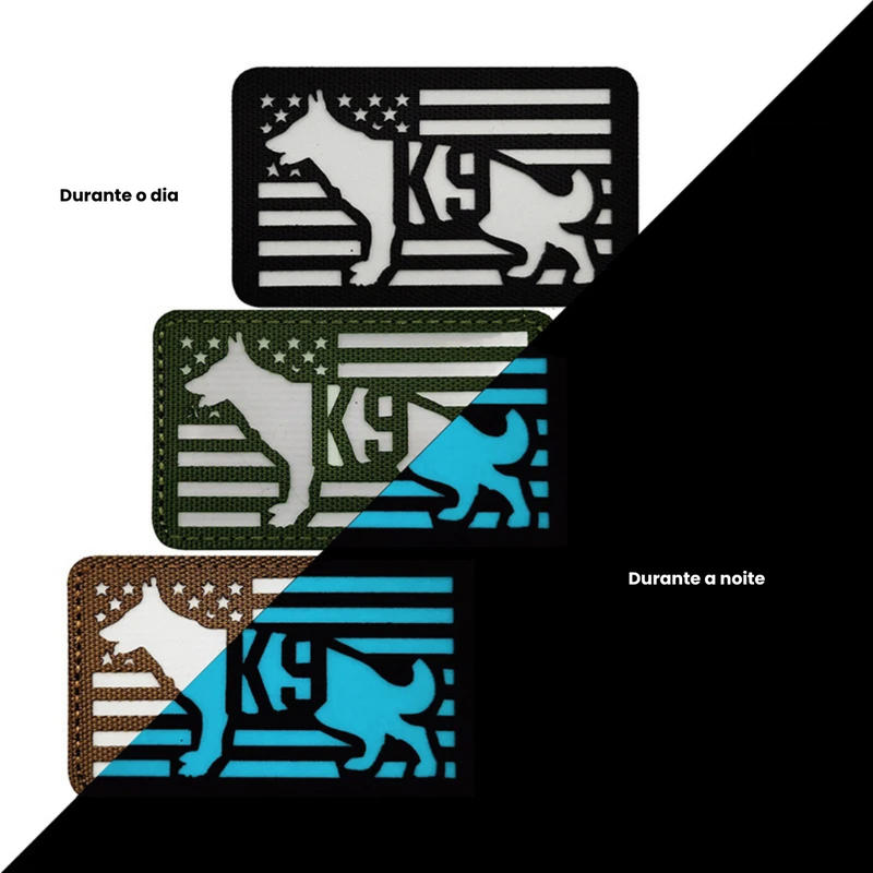 Patch Tag Bordado para Coleiras Peitorais Pet Cachorro Militar K9