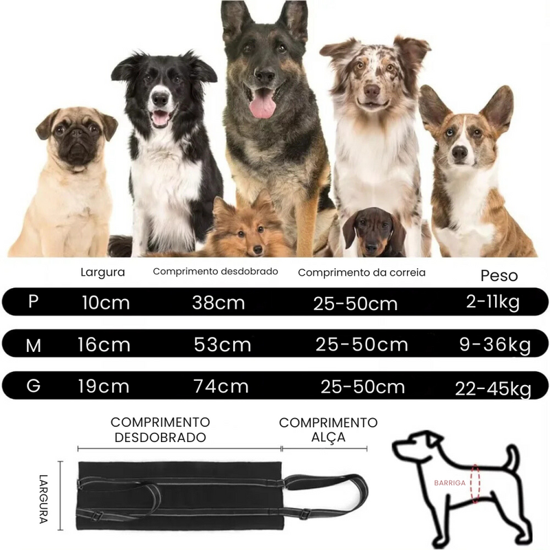 Cinta Elevatória Ajustável para Patas Traseiras Suporte de Reabilitação para Cães Idosos