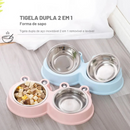 Comedouro Pet Tigela Duplo Inox Estilo Sapo