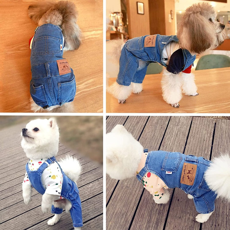 Macacão Jeans Estilo Jardineiro para Pets