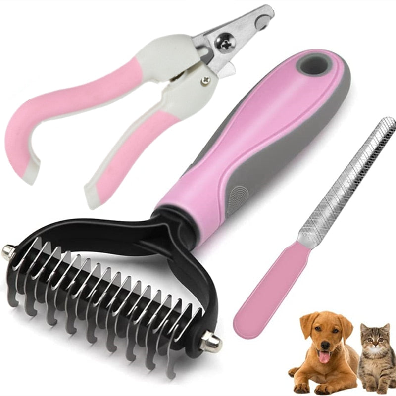 Escova Rasqueadeira Alicate de Unha Lixa de Unha para Pets